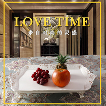 Ceramic tray rectangular European gold household coffee tray tea set tea tray tea tray flower teapot water Cup tray