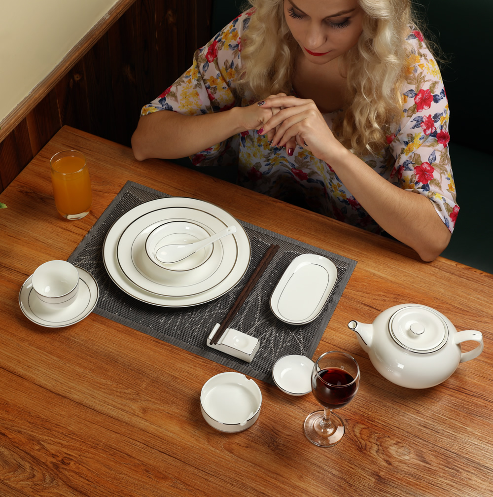 Creative silver edge Western food plate Steak plate bone plate flat plate 8 inch 10 inch tableware dish set hotel table customization