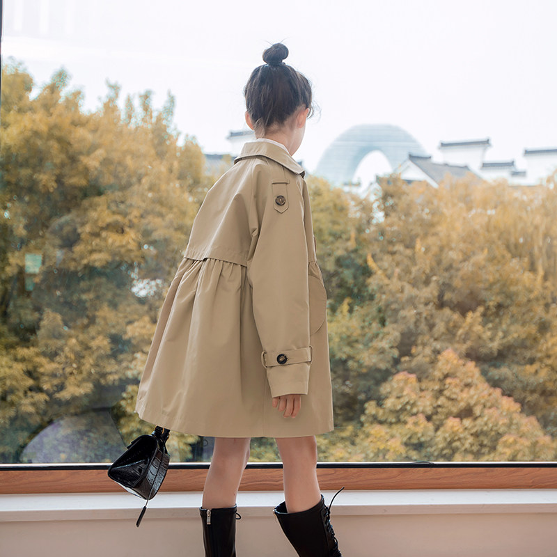 Girls'windshirt Fall 2022 New Children's Day Chief Long - Edition Brown - Han Cover