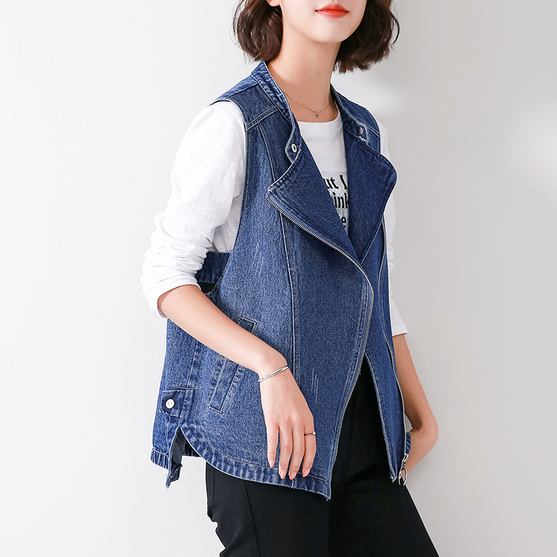 Denim nữ áo giáp mùa xuân và mùa thu thường vest quét vai 2020 mùa xuân váy mới đang lớn lỏng thời trang ngựa kẹp thủy triều