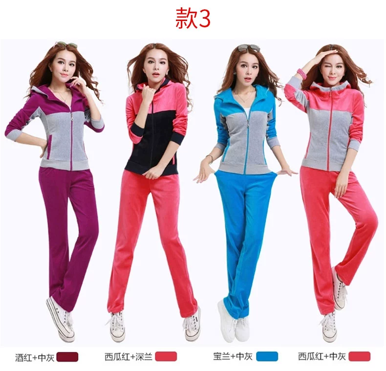 Blich 2020 mới mùa xuân nhung thể thao phù hợp với nữ mùa xuân Hàn Quốc phiên bản thời trang thể thao giản dị phù hợp với ba mảnh - Thể thao sau