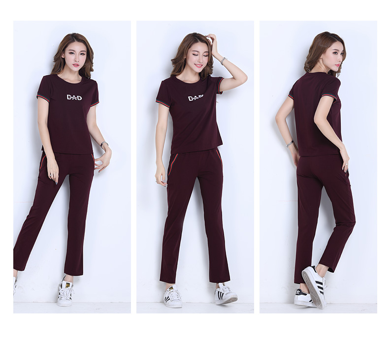 Bilic 2019 hè giản dị phù hợp với thời trang Bộ đồ thể thao Hàn Quốc nữ mùa hè tay ngắn thể thao hai bộ thủy triều - Thể thao sau bộ quần áo thể thao nữ