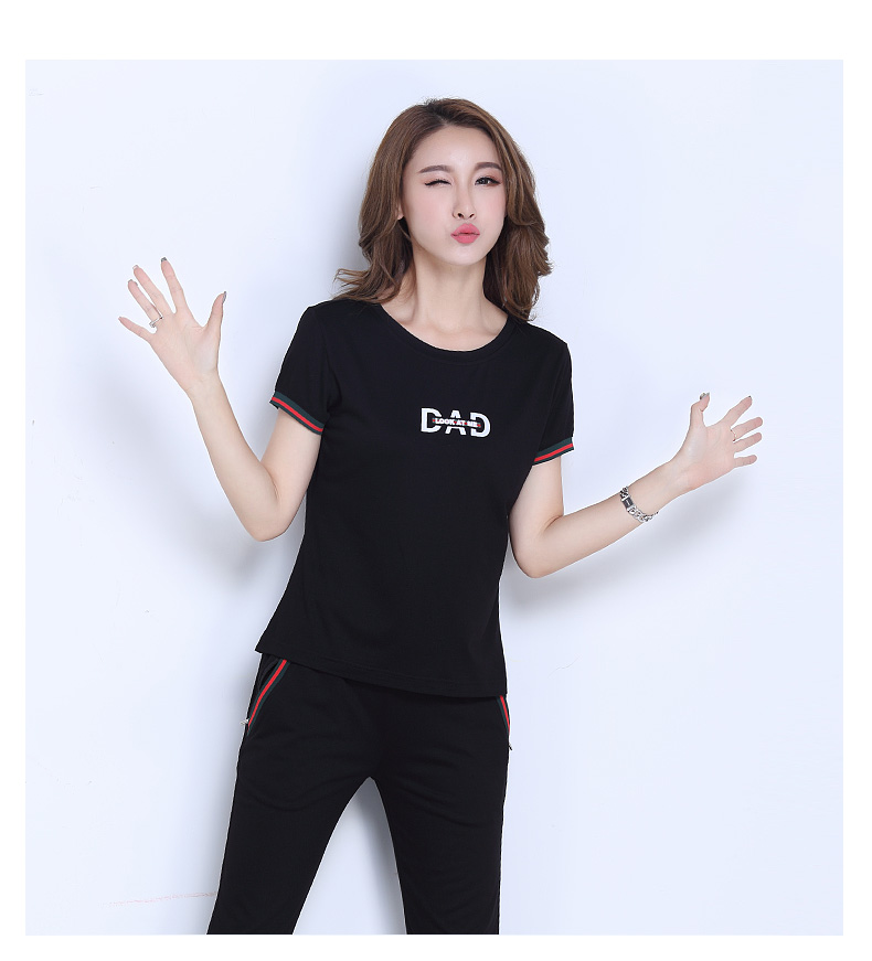 Bilic 2019 hè giản dị phù hợp với thời trang Bộ đồ thể thao Hàn Quốc nữ mùa hè tay ngắn thể thao hai bộ thủy triều - Thể thao sau bộ quần áo thể thao nữ