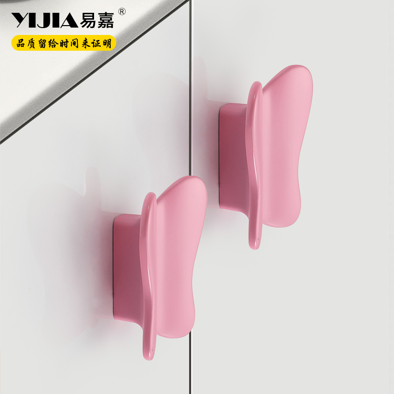 Creative color children's room wardrobe door handle cute pink butterfly dresser bedside cabinet drawer cabinet handle