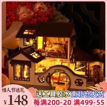 Diy cottage villa Chinese style relieve boredom Handmade small house assembly model Men and women Tanabata gifts go heart