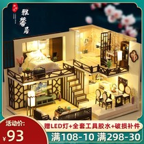 diy Chinese style hut hand assembled wooden house small Villa model building toy birthday gift for men and women