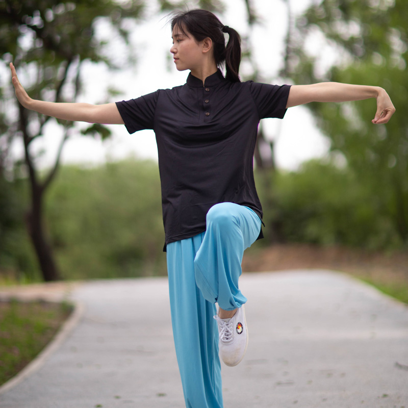 The new Tai Chi T-shirt quick-drying short-sleeved Tai Chi cultural shirt men and women martial arts practice clothes jacket summer thin section