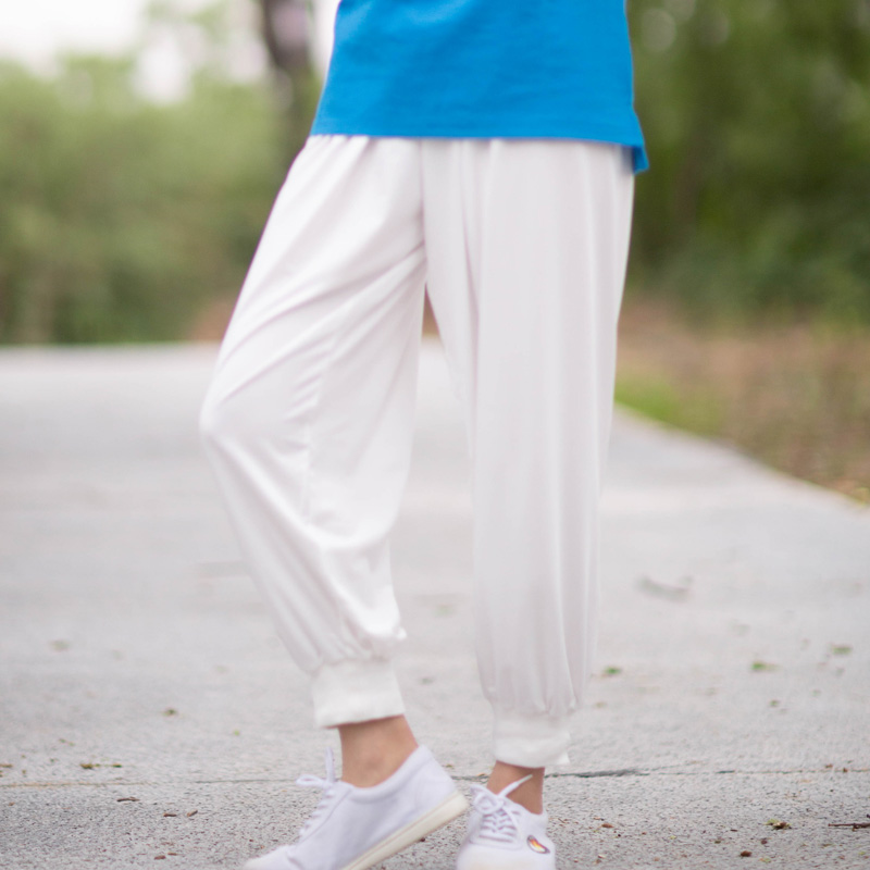 Summer men's and women's thin section loose feet bloomers yoga pants martial arts Tai Chi practice pants beamed sports pants