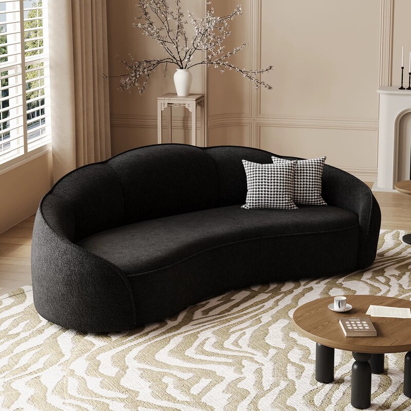 French-Style Retro Chenille Curved Sectional Sofa for Designer Living Rooms, Beauty Salons, and Clothing Stores French-Style Retro Chenille Curved Sectional Sofa for Designer Living Rooms, Beauty Salons, and Clothing Stores