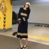 Mùa thu đông của phụ nữ phiên bản Hàn Quốc của váy dài tay dài đan áo gió nhẹ nhàng áo len váy dài váy sinh viên Váy dài