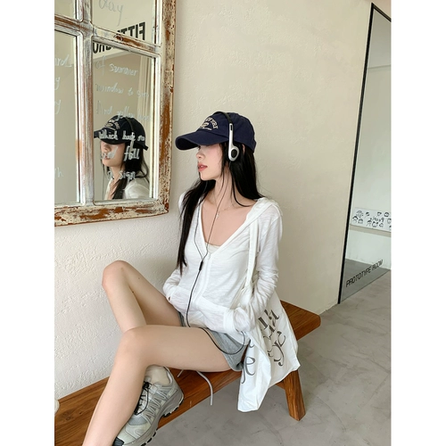 Спортивный тонкий лонгслив, летняя куртка, сексуальная приталенная толстовка с капюшоном, защита от солнца