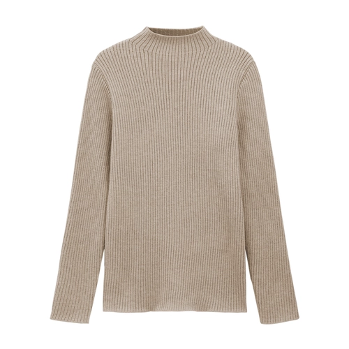 Утепленный шерстяной базовый приятный телу осенний приталенный трикотажный свитер, высокий воротник