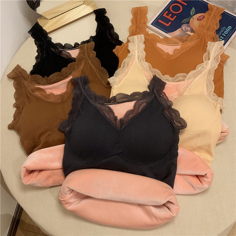 Lace harness female inner lap gush thickened with warm underwear for undershirt autumn and winter 2022 new beauty back vest blouse