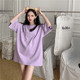 Bottoms missing T-shirt summer 2022 new candy color loose mid-length large version short-sleeved top girlfriends women's clothing