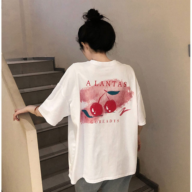 Cotton T-shirt women's spring 2022 new retro Western style loose white bottoming shirt ins design short-sleeved top