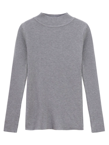 Приятный телу трикотажный свитер, лонгслив, осенний, 2024 года, высокий воротник, в обтяжку