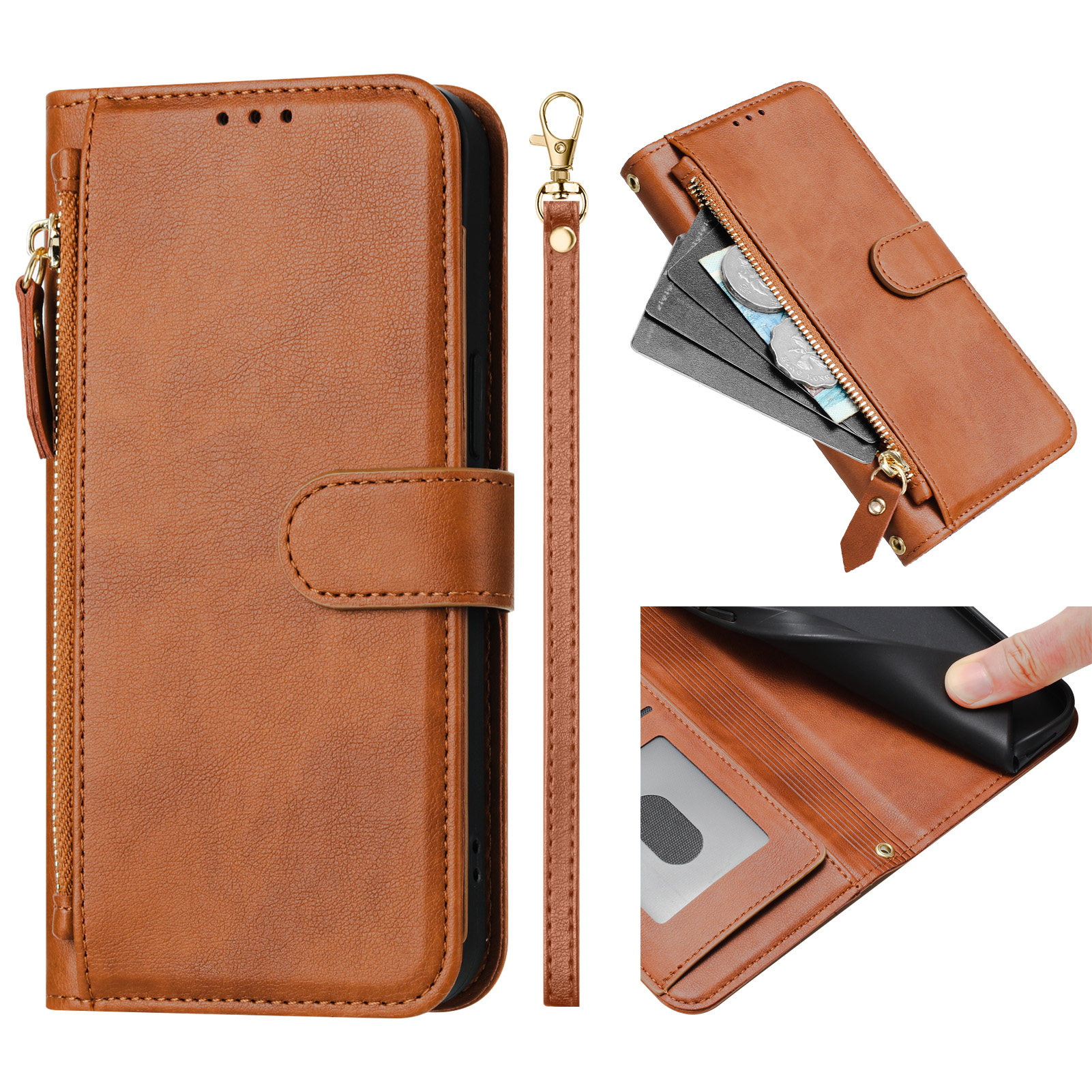 Zipper Wallet Flip Leather 12 Phone Case