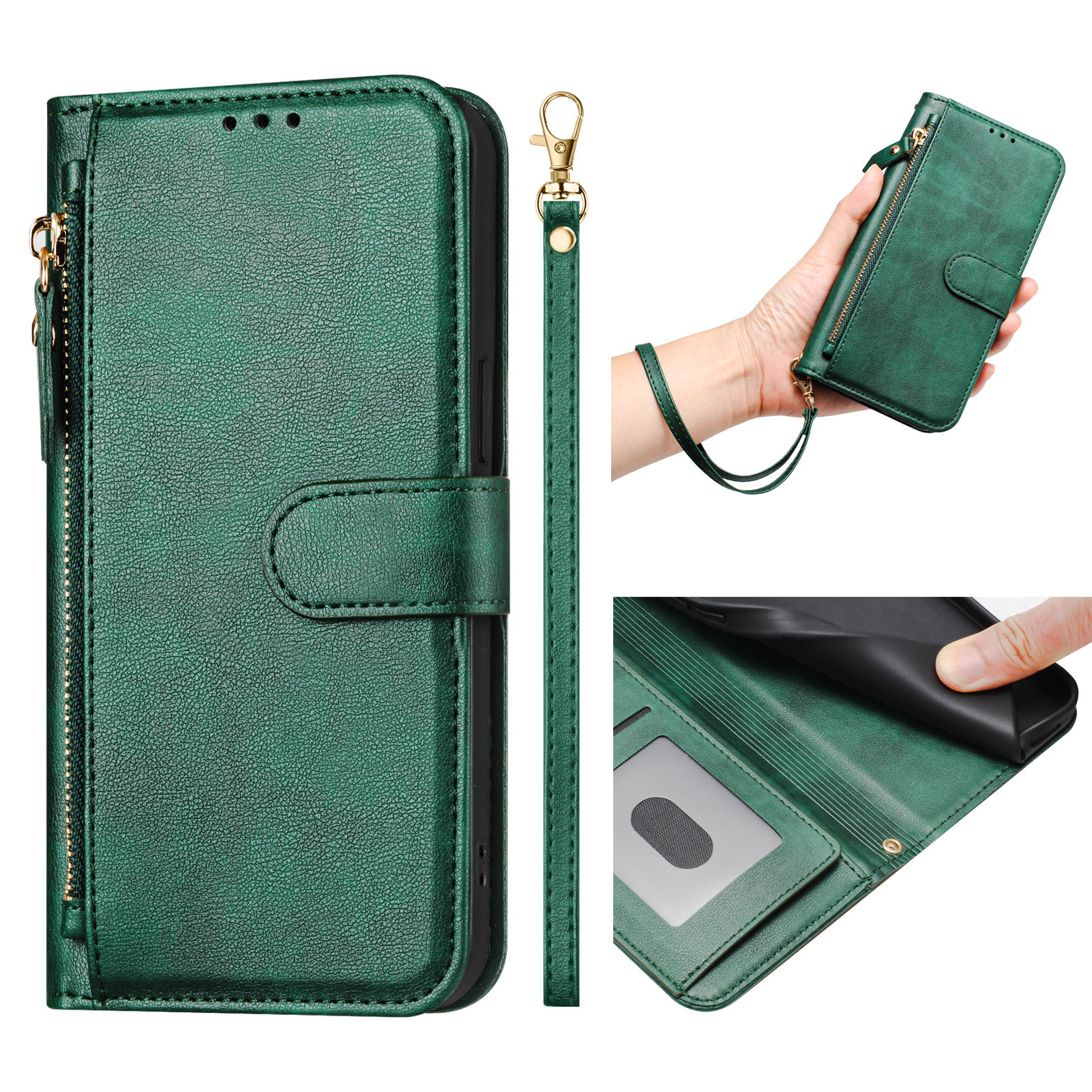 Zipper Wallet Flip Leather 12 Phone Case
