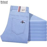 Mùa xuân và mùa hè quần âu nam quần thẳng quần quần nam quần golf thương hiệu ở eo màu xanh xanh nhạt màu xanh chính hãng - 3/4 Jeans quần lửng nam