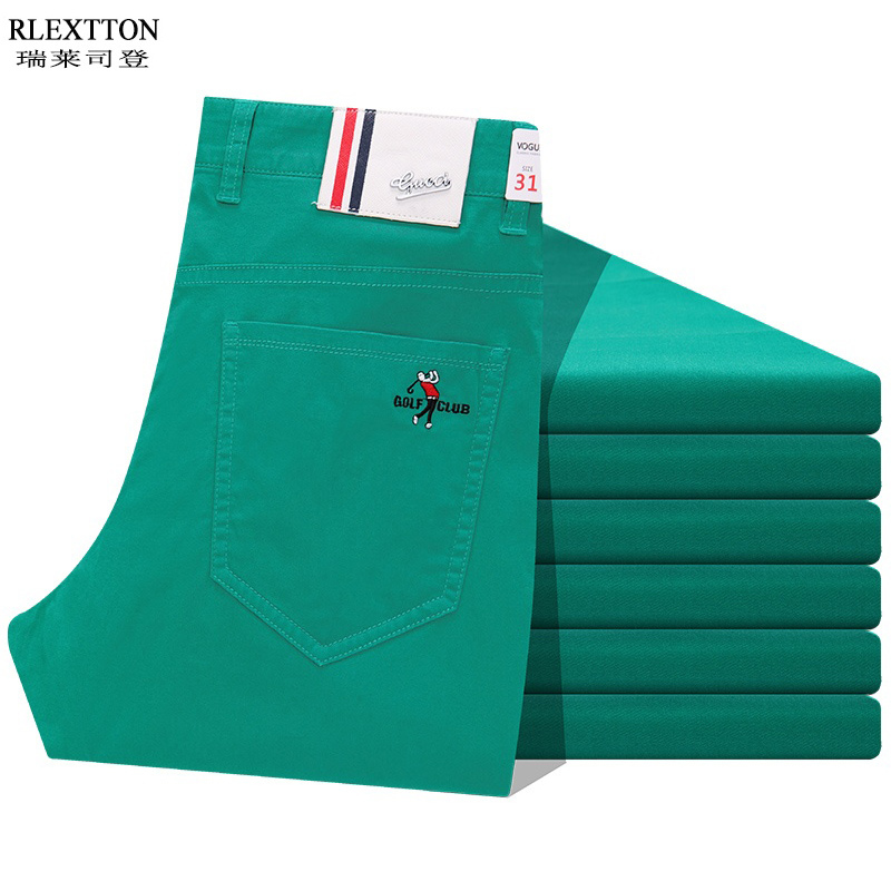 Men's Casual Pants, Straight-Leg, Mid-Rise, Men's Golf Pants, Spring and Summer New Arrivals, Green and Colorful Thin Pants