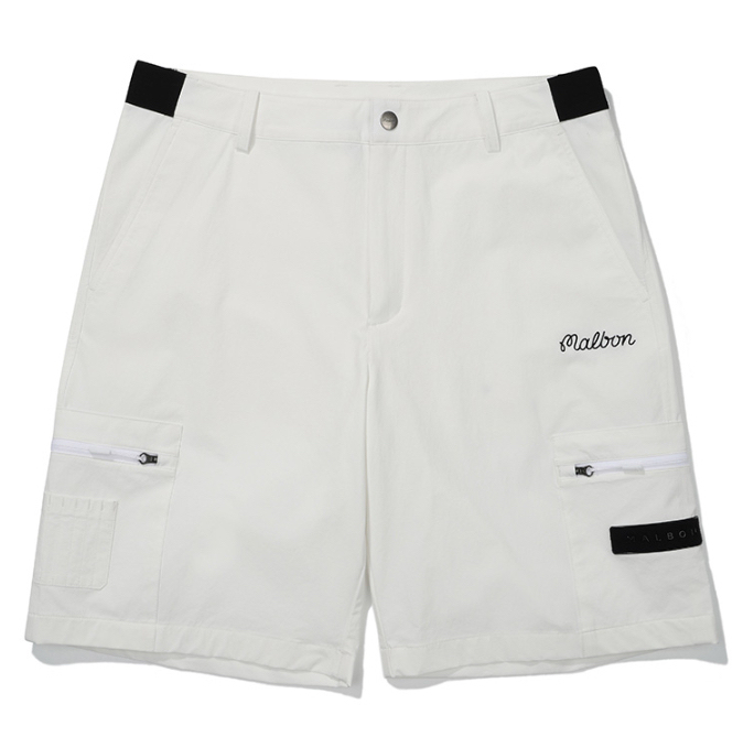 25 New Korean Golf Malbon Men's Summer Shorts with Large Pockets and Tee Holder, Men's Casual Shorts