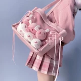 Сладкая и прохладная сумка на плече 2024 Новая универсальная женская сеть красная прозрачная сумка для боли девушка JK Tote Bag с большой студенческой волной