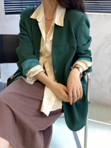 South Korea early autumn new solid color blazer Womens Foreign style loose thin casual single row mouth suit jacket women