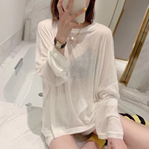 South Korea spring and summer loose lazy style hipster long sleeve T-shirt womens pullover sunscreen slim Micro tide tide