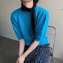 Korean goods early autumn new round neck candy color soft simple wool knitted base shirt women loose sweater