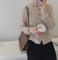 Gentle style long sleeve fine wool knitted cardigan female Korean Autumn New loose slim comfortable top