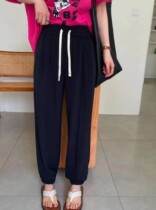 202 years Summer new high waist tightness drawstring Lean Pituality Casual Pants Woman 100 lap Heel Kharen Pants Pants