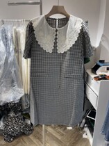 Doll collar grid Lions dress Girl 2022 Summer style Temperament Slim and gentle ensemble 100 hitchhiking children