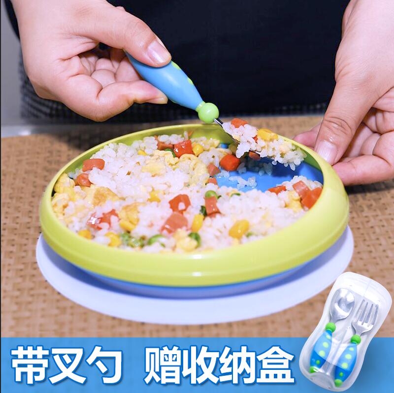 American nuk children's dinner plate tableware baby meal training bowl spoon set baby anti-fall suction cup bowl complementary food bowl
