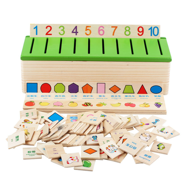 Wooden toy knowledge classification box Early teaching observation force male and female children learn kindergarten teaching aids puzzle 3-6 years old