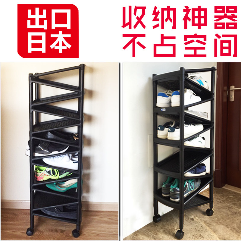 Japanese-style multilayer shoe shelves simple door corner assembled modern household dorm dust collection rotating small shoe cabinet