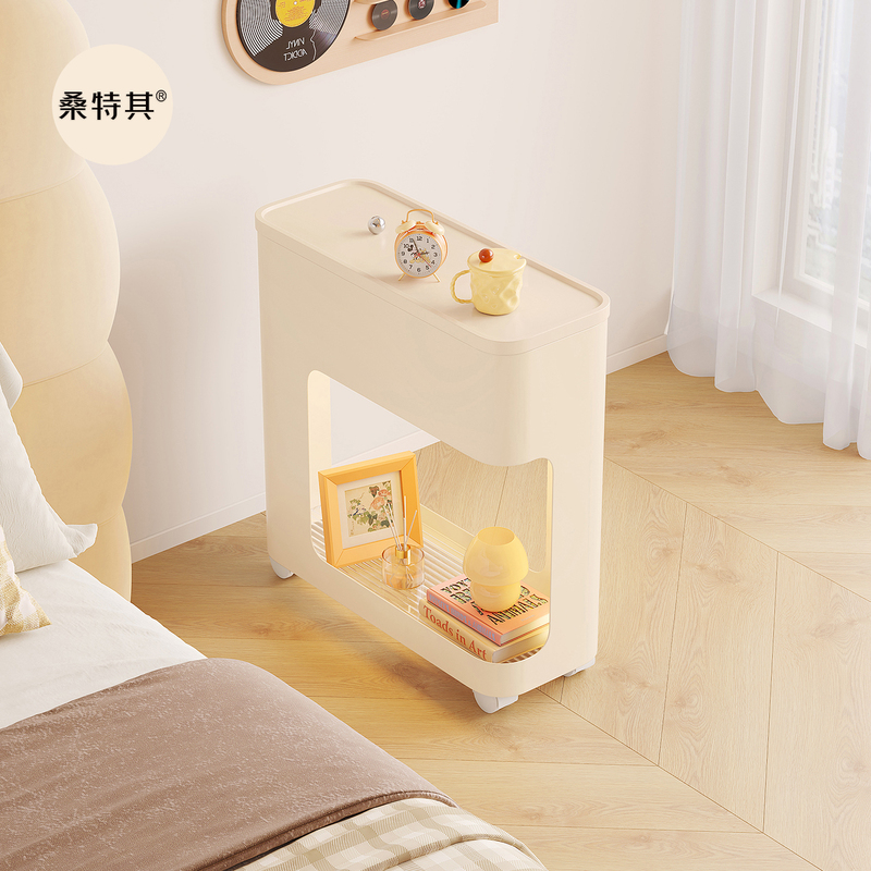 Bedside Table, Small Side Table, Bedroom Mini Ultra-Narrow 20cm Bedside Storage Rack, Narrow Gap Cabinet, Narrow Side Cabinet, Movable