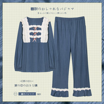 Pajamas womens spring and autumn pure cotton long-sleeved princess style 2021 new court cotton large size home service suit spring