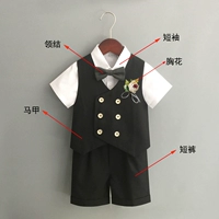 Черный комплект, рубашка, жилет, шорты, галстук-бабочка на лацкан, 3 предмета