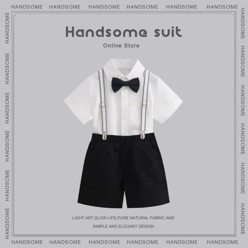 Boy's Formal Wear Summer Suit Set Host Baby's First Birthday Party Suit Flower Boy Children's Performance Outfit Boy's Formal Wear Summer Suit Set Host Baby's First Birthday Party Suit Flower Boy Children's Performance Outfit