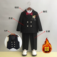 Флисовый черный костюм, жилет, штаны, галстук-бабочка на лацкан