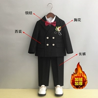 Флисовый черный костюм, штаны, галстук-бабочка на лацкан