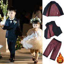 Garçon Suit Suit Automne Hiver Baby Birthday Gown Gown Inn Wind Flowers Child Wedding Children Little West Suit