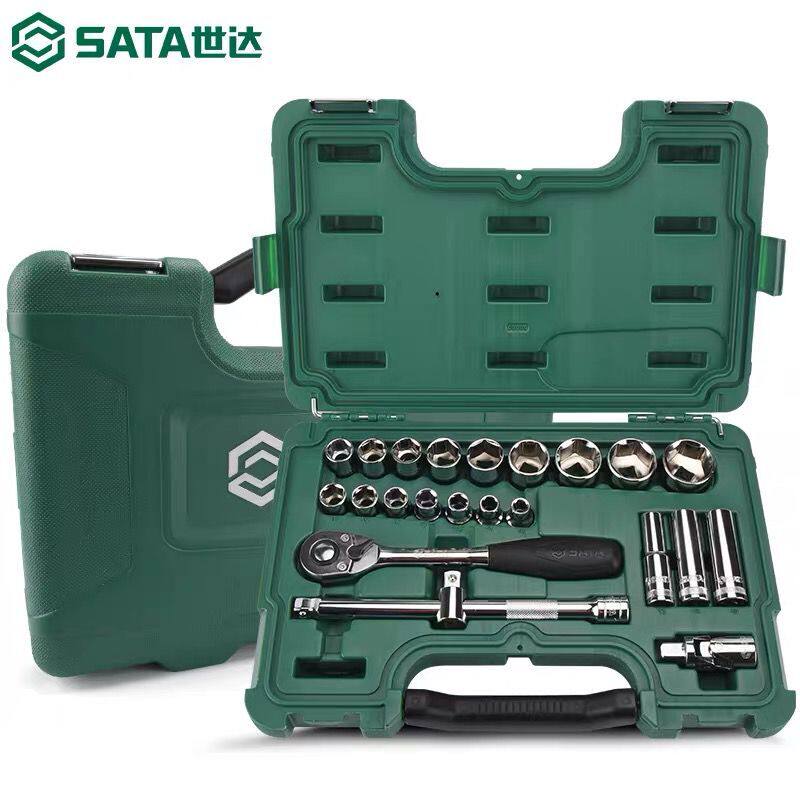 Real price SATA Shida tools 23 pieces sleeve ratchet wrench auto repair auto maintenance toolbox combination set 09005