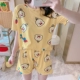 Đồ ngủ nữ bộ đồ mùa hè quần đùi ngắn tay hai mảnh cotton mùa hè phong cách hàn quốc mỏng sinh viên nữ phục vụ tại nhà - Cha mẹ và con