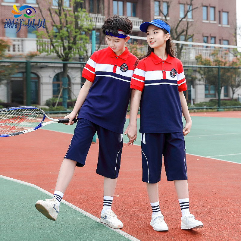 Primary and secondary school uniform in spring and summer with new kindergarten clothing in sportswear short sleeve dress