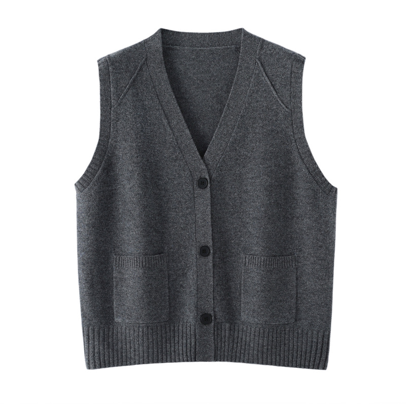 Autumn and Winter Wool V-Neck Knitwear New Style Vest for Women, Sleeveless Loose Slimming Vest, Layered Cardigan Vest Autumn and Winter Wool V-Neck Knitwear New Style Vest for Women, Sleeveless Loose Slimming Vest, Layered Cardigan Vest