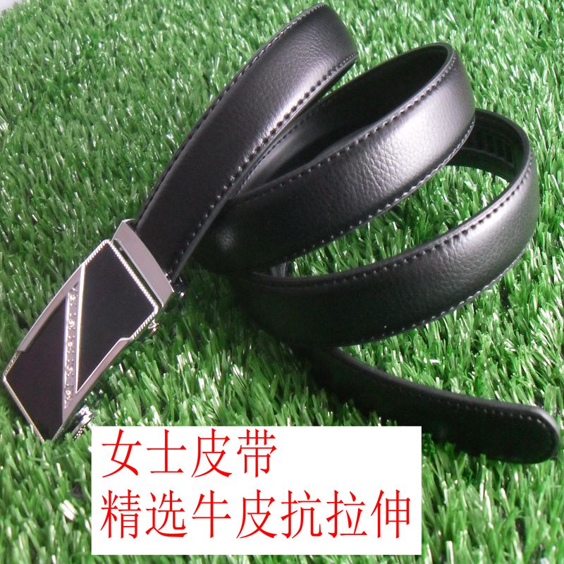 Belt Lady Brief About 100 Hitch Genuine Leather Automatic Leather Strap Head Layer Pure Bull Leather Han Version Trendy Fine Waist Strap Decorative Pants Strap