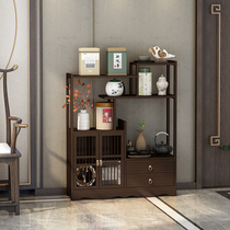 Chinese style tea water cabinet rack office locker bamboo solid wood living room side cabinet display tea containing small cabinet