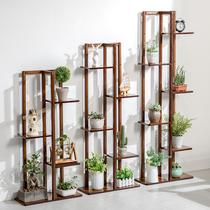 Flower rack Nordic indoor household balcony decorative shelf Wrought iron living room simple flower pot multi-layer pylons green dill