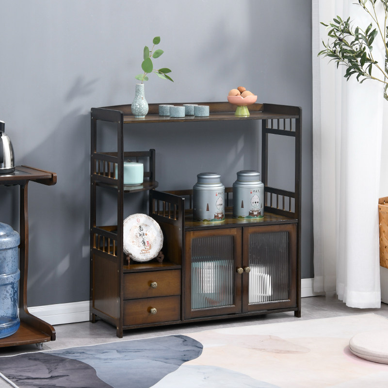 New Chinese Tea Side Cabinet Tea Containing Cabinet Dining Side Shelving Shelf Living Room Leaning Against Wall Home Tea Table Tea Water Cabinet